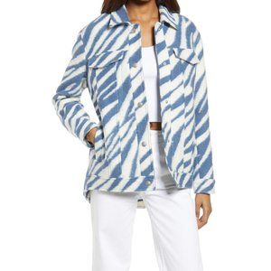 AllSaints Faye Zebra Stripe Wool Blend Jacket, Size 0 US - White